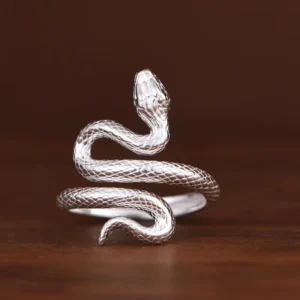 RENSINO FY JZ517 S925 Sterling Silver Platinum Plated Snake-Shaped Ring Zircon Twelve Chinese Zodiac Snakes Design Women’s Light Luxury