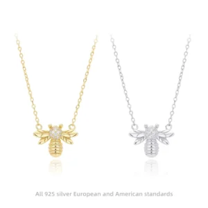 RENSINO FY N195671 S925 Sterling Silver Necklace With Fashionable Zircon Bee Pendant Lightweight Luxury Collier Unique Versatile