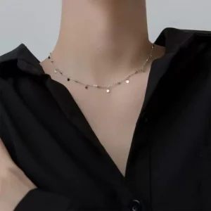 RENSINO FY PL049 925 Necklace Women’s Tassel Niche Short Clavicle Chain Internet Celebrity Ins Cold Wind Versatile Disc Pendant