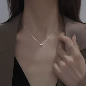 RENSINO FY PL088 Korean S925 Sterling Silver Ring Necklace High-end Niche Design Versatile Women’s Collarbone Chain