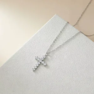 RENSINO FY-PL145 925 Sterling Silver Cross Necklace Explosive Female Niche Design Collarbone Chain Light Luxury Jewelry