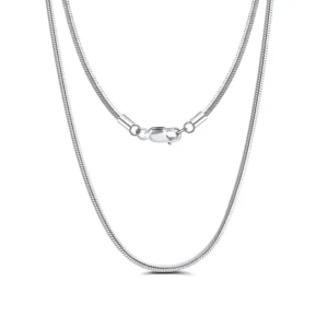 RENSINO Factory 1.0 mm 1.5 mm 2.0 mm Solid 925 Sterling Silver Snake Chain Necklace for Men