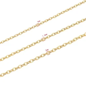 RENSINO Factory 18K Gold O-chain DIY Copper Pressed Cross Thin Chain Rose Gold Gun Black Silver Jewelry Necklace Accessories