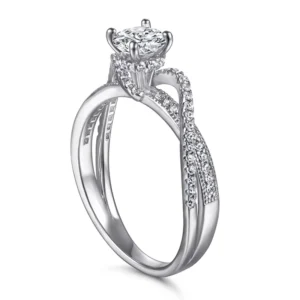 RENSINO Factory Custom 925 Sterling Silver Wedding Engagement Ring Trendy Moissanite Zircon 18K Gold Stylish Eternity Gift for Party
