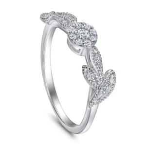 RENSINO Factory Custom 925 Sterling Silver Wedding Engagement Ring Trendy Round Cut Moissanite Zircon with 18K Gold Plating Jewelry