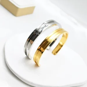 RENSINO Factory Custom Fashion C-shaped Slotted Rubber Band Bracelet Head Rope Open Bracelet Smooth Cuff Bracelet Bangles