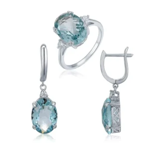 RENSINO Factory Custom Fashion Design Earrings and Rings Jewelry Pure 925 Sterling Silver Ring Set With Stone