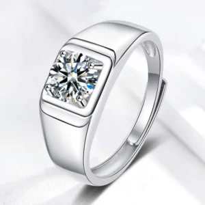 RENSINO Factory Custom Fine Jewelry 925 Sterling Silver Moissanite Silver Ring for Men Classic Wedding Ring for Men Accessories Parts