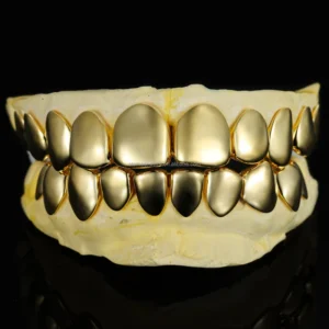 RENSINO Factory Custom IGI Certification S925 Silver 9K 10K 14K 18K Solid Yellow Gold Plated High Light Matte Teeth Grillz for Women Men
