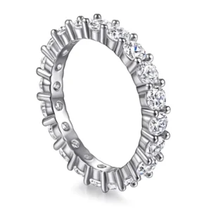 RENSINO Factory Custom Jewelry 925 Sterling Silver Wedding Engagement Ring Moissanite or Zircon with 18K Gold Plating Trendy for Parties