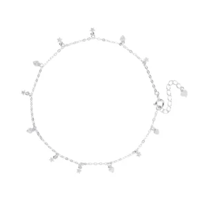 RENSINO Factory Custom S925 Silver Anklet Zircon Popular Simple Body Chain Fashion Jewelry Anklet Silver for Women