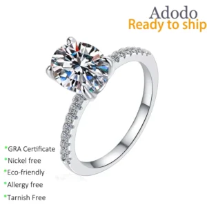 RENSINO Factory Custom S925 Silver Jewelry Oval Cut 1 2 3 4 5ct VVS GRA Moissanite Wedding Bands or Rings for Women