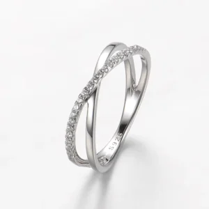 RENSINO Factory Custom Sterling Silver Sparkling X Ring 925 Italian Silver Ring