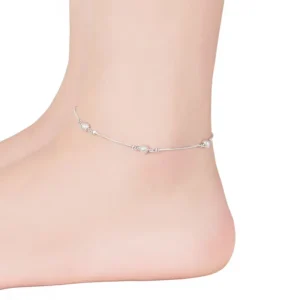 RENSINO Factory Direct Sale Silver Plated Hollow Bead Anklet Women’s Simple Cold Style Niche Instagram All Match Personalized Toe
