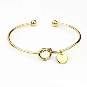 RENSINO Factory Direct Stainless Steel Custom Engraved Silver gold Blank Coin Charm Pendant Dangle Open Adjustable Cuff Bangle