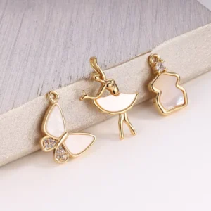 RENSINO Factory Direct Vintage 925 Sterling Silver Shell Gold Plated DIY Charms Stylish Party Jewelry for Women Men Casual