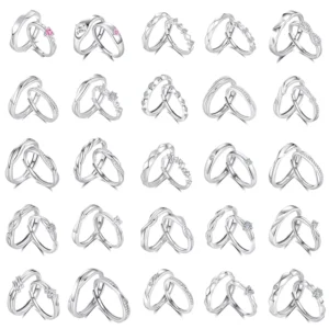 RENSINO Factory Fashion Couple Wedding Ring Sets 925 Sterling Silver Jewelry for Women Gift