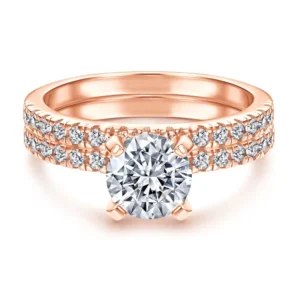 RENSINO Factory Fashion Jewelry 925 Silver Round Brilliant Cut Rhodium Plated Nickel Free White Zirconia Ring Set for Women