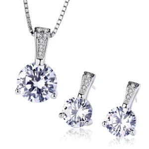 RENSINO Factory Fashion Zircon Fine Jewelry Set 925 Sterling Silver One Zircon Stone Jewelry Sets