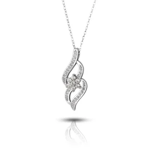 RENSINO Factory Luxury 925 Sterling Silver White Flower Zircon Pendant Necklace for Women Fashion Jewelry