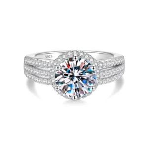 RENSINO Factory Luxury Fine Jewelry 925 Sterling Silver Rhodium Plated Prong Setting Cut VVS GRA Colored Moissanite Rings