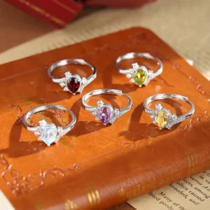RENSINO Factory Natural Crystal Stone Adjustable And Non Fading S925 Pure Silver Premium Ring