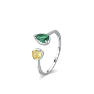 RENSINO Factory New Simple Ring Sterling Silver 925 Jewellery Green Zircon Ring Fine Jewelry for Women