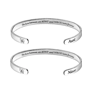 RENSINO Factory Outlet Casual Silver Color Stainless Steel Custom Personalized Cuff Bracelet Fashion Jewelry Bracelets for Aunt Gift