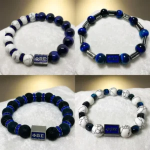 RENSINO Factory Phi Beta Sigma Brown Adjustable Elastic Blue White Stone Sorority Bracelet PBS Pendant Bracelet Women Jewelry