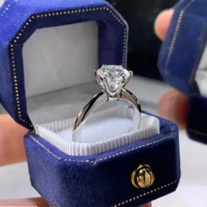 RENSINO Factory Price Fine Jewelry Minimalism Six Claws Gemstones Moissanite S925 Sterling Silver Wedding Ring