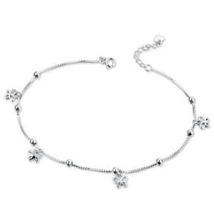 RENSINO Factory Pure 925 Sterling Silver Butterfly With Bell Pendant Anklet Jewelry