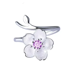 RENSINO Factory Silver Flowers Rings Adjustable Wedding Ring Fashion Jewelry Girls Gift Open Rings