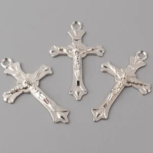 RENSINO Factory Supply ACR029 Zinc Alloy Silver Plated Pendants Religious Jewelry Accessories Catholic Crucifix for Rosary Making