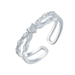 RENSINO Factory Supply Adjustable Zircon Sterling Silver Rings