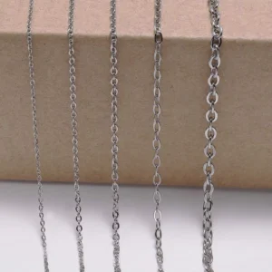 RENSINO Factory Titanium Steel Flat Cross Necklace Chain Shiny 18K Gold Clavicle O Chain Strip Shiny Jewelry DIY Components