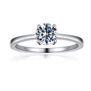 RENSINO Factory Vvs D 925 Sterling Silver Solitaire Moissanite Wedding Engagement Ring for Women with Gra Certificate