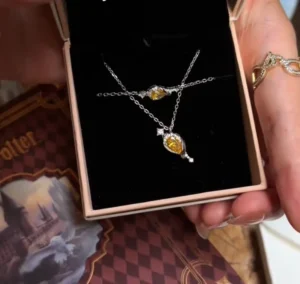 RENSINO Fanhua Brand Jewelry Fashion Stainless Steel Waterproof Non Tarnished 18K Gold Plated Yellow Zircon Necklace