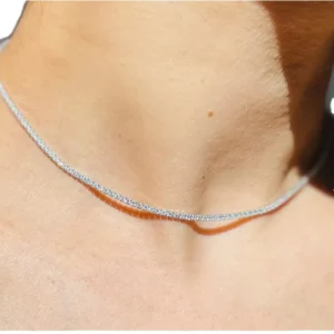 RENSINO Fashion 2mm Silver Bling Tennis Chain Necklace Trendy Iced Out Hip Hop Design With Zircon Brass Geometric Shape For Anniversary