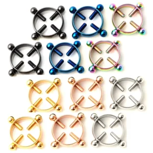 RENSINO Fashion 316L Stainless Steel Adjustable Non-perforated Nipple Ring Screw Non Piercing Nipple Rings Body Jewelry