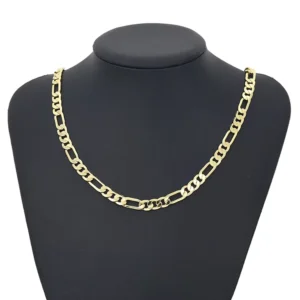 RENSINO Fashion 6mm Figaro Chain 925 Sterling Silver Gold Plated Chains Jewelry Men