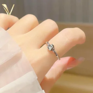 RENSINO Fashion 925 999 Silver Ring Custom Zircon Stones Mirror Finish Hypoallergenic Jewelry