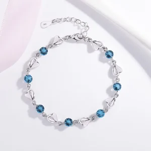 RENSINO Fashion 925 Silver Bracelet Round Zircon Creative Diamond Love Heart Bracelets for Women Jewelry