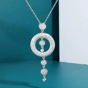 RENSINO Fashion 925 Silver Jewelry Pendant Necklace Setting CZ Zircon Circle Pendant Necklaces for Women
