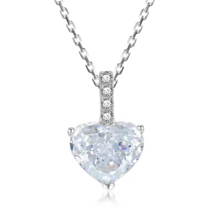 RENSINO Fashion 925 Silver Pendant Necklaces Women Jewelry Cubic Zirconia Heart Necklace
