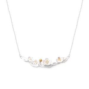 RENSINO Fashion 925 Sliver Women Pendants Flower Necklace Korean Jewelry