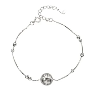 RENSINO Fashion 925 Sterling Silver Anklets Ball Manual Anklet Bracelet for Women Jewelry Foot Jewelry