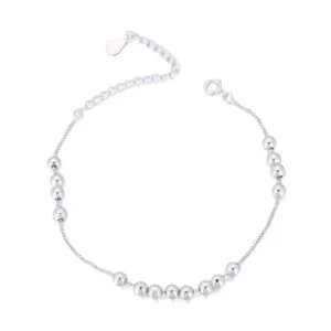 RENSINO Fashion 925 Sterling Silver Anklets Bead Manual Anklet Bracelet for Women