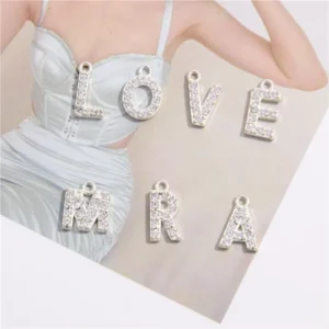 RENSINO Fashion 925 Sterling Silver Charm Gold Plated Letters Charms Pendant for Girl Gift Jewelry Making
