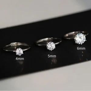 RENSINO Fashion 925 Sterling Silver Classic Round Zircon Wedding Band Adjustable Engagement Knuckle Finger Rings Jewelry for Women