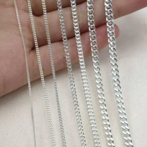 RENSINO Fashion 925 Sterling Silver DC Cut Cuban Link Chain for Women Making Anti Tarnish Bracelet Necklace